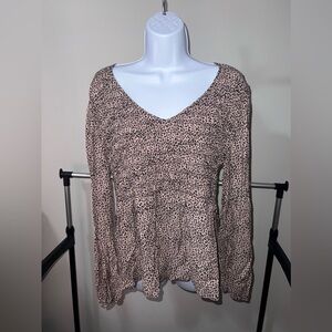 Leopard Print V-Neck Women's Peplum Top